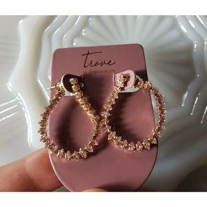 Pink 14k Gold Plated Rhinestone Pierced Earrings Trove By Francesca Jewelry